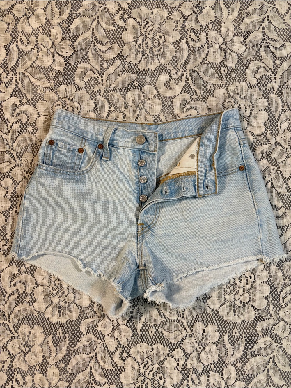 Levi's Classic 501 Button-Fly Distressed Cutoff Denim Shorts